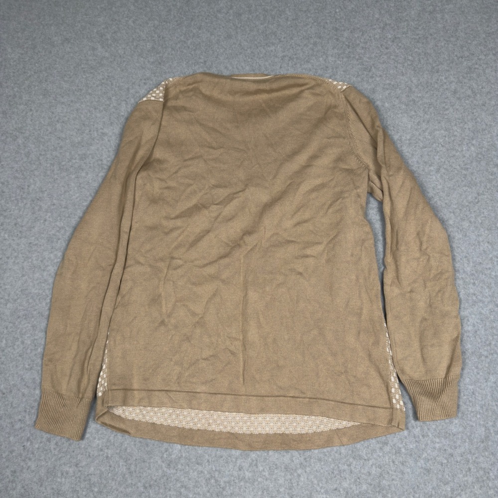 Perry Ellis Mens V Neck Sweater Tan Brown Pattern Long Sleeve Size S - Picture 7 of 8
